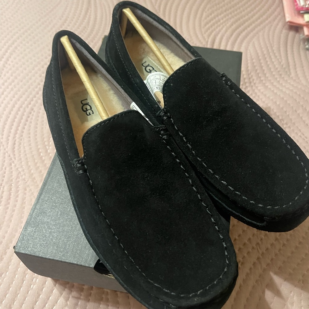 UGG Men's Classic Black Suede Slip-Ons